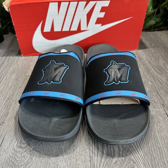 Nike Offcourt Miami Marlins Black Slides - NEW - Mens Size 13